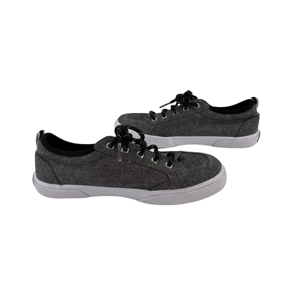 Sperry Top-Sider Black Deckfin Lace Up Boat Shoe Sneakers Size 1.5 Boy's